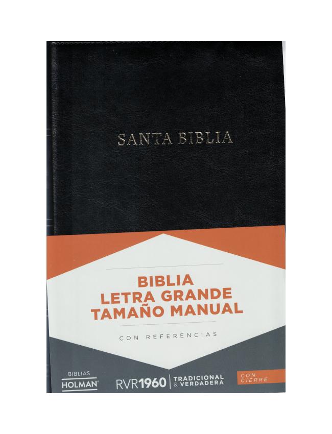 Biblia con referencia (letra grande  negra  con cierre)